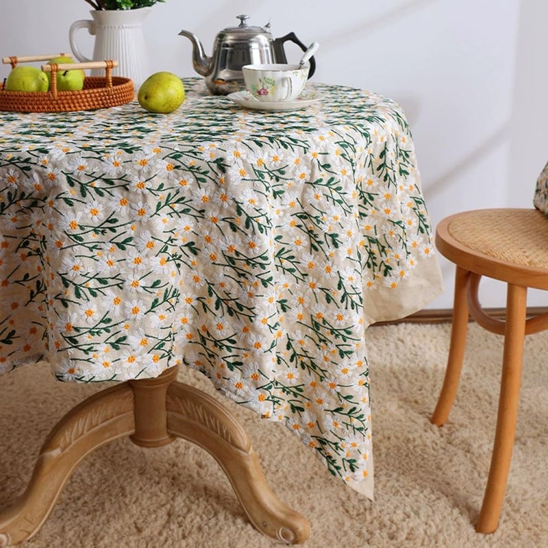 Primst 3D Daisy Embroidery Cotton Linen Fabric by The Yard for Sewing DIY Clothes Dress Tablecloth Bag Cushion Beige472 x 394 - Image 3