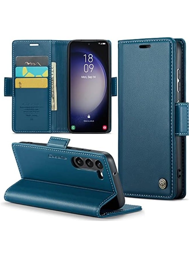 Samsung Galaxy S23 5G Blue Wallet Case with RFID Blocking, Card Holder, and Magnetic Kickstand - Leather Flip Protective Case for 6.1-Inch Samsung Galaxy S23 5G  - Image 1