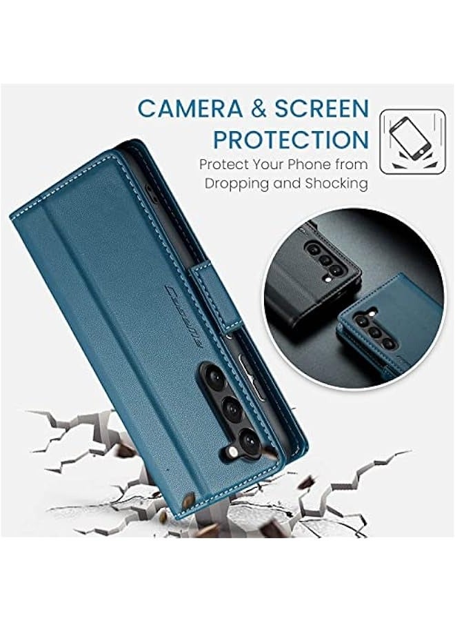 Samsung Galaxy S23 5G Blue Wallet Case with RFID Blocking, Card Holder, and Magnetic Kickstand - Leather Flip Protective Case for 6.1-Inch Samsung Galaxy S23 5G  - Image 5