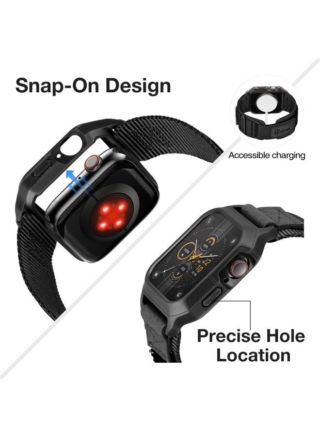 SUNFWR Bands Compatible with Apple Watch 44mm 45mm 49mm with Case,Rugged Velcro Nylon Sport Apple Watch Starp with Protective Cover for iwatch Series 8/7/6/5/4 SE for Men, Black BlackTags, 44mm 45mm - Image 4