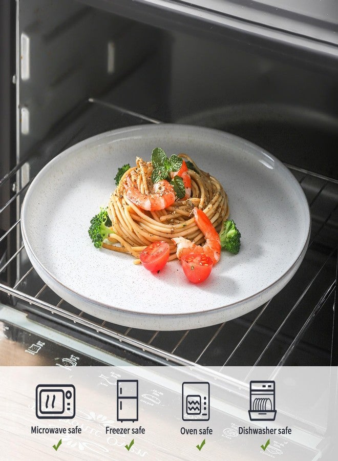 Tikooere Ceramic Dinner Plates Set of 4, 10 Inch,Microwave,Dishwasher and Oven Safe,Porcelain Dessert Plates for Pasta,Appetizer, Salad and Steak,Dishes Set for Kitchen,Scratch Resistant,White - Image 4