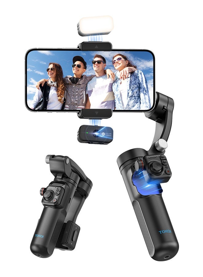 TOKQI Foldable 3-Axis Smartphone Gimbal Stabilizer With Wireless Control And Smart Tracking, Compatible With iOS And Android - Image 2