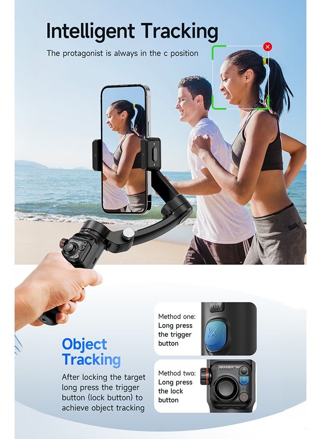 TOKQI Foldable 3-Axis Smartphone Gimbal Stabilizer With Wireless Control And Smart Tracking, Compatible With iOS And Android - Image 3