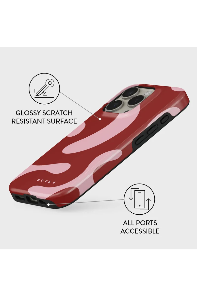 BURGA iPhone 16 Pro Case, 2 Piece Hard Shell + TPU Silicone Interior, Shock Absorption, All Port Accessible, Raised Bezel For Screen &amp; Camera Protection, Never Fading HQ Print,Flex