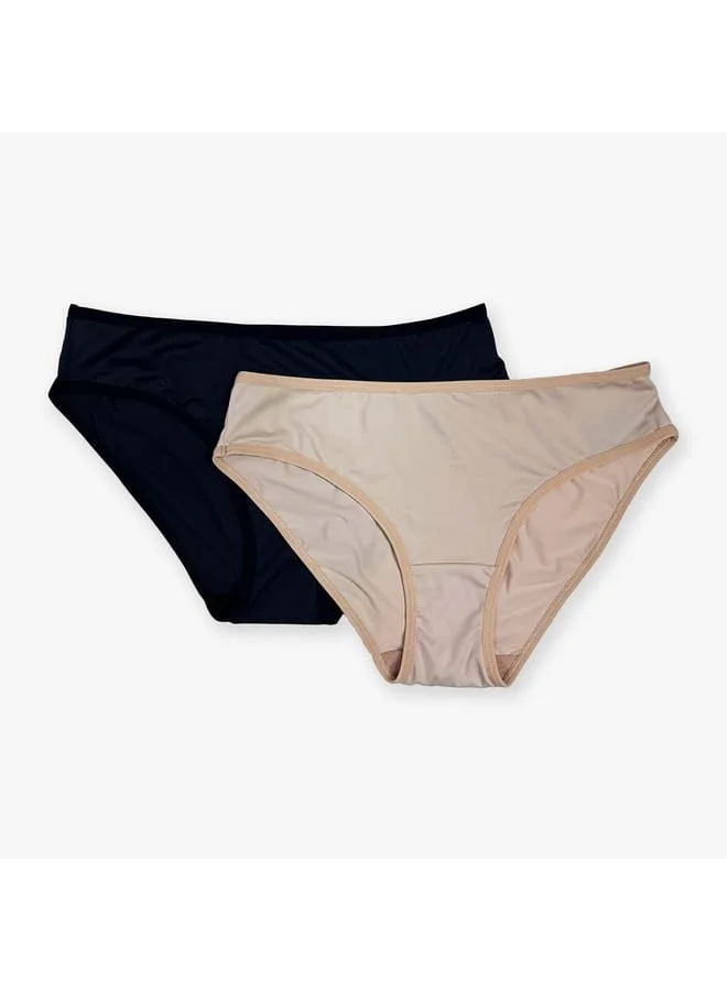 Aadaraya Set of 2 - Aadaraya Solid Bikini Briefs with Elasticated Waistband