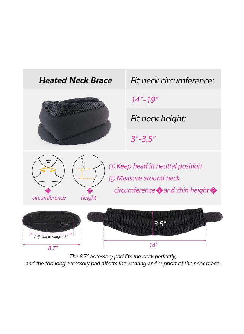 Y&D Heated Neck Brace, Support Brace with Graphene Heating Pad for Pressure Relief, Adjustable Soft Foam Cervical Collar Women and Men (3.5" Depth Collar)  - Image 2