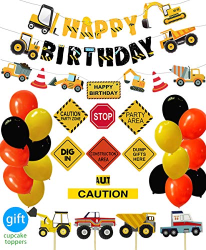 FIGEPO Construction Birthday Party Supplies Dump Truck Party Decorations Kits Set for Kids Birthday Party 51 pack - Image 1