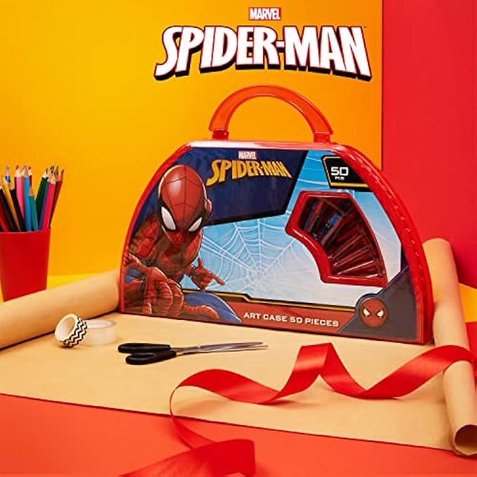 MARVEL KIDS ART SET FOR BOYS CRAFTS DRAWING AND PAINTING SETS FOR CHILDREN TRAVEL CASE 40 PLUS PIECES WATERCOLOUR PAINTS CRAYONS COLOURING PENCILS ART SUPPLIES SPIDERMAN GIFTS - Image 2