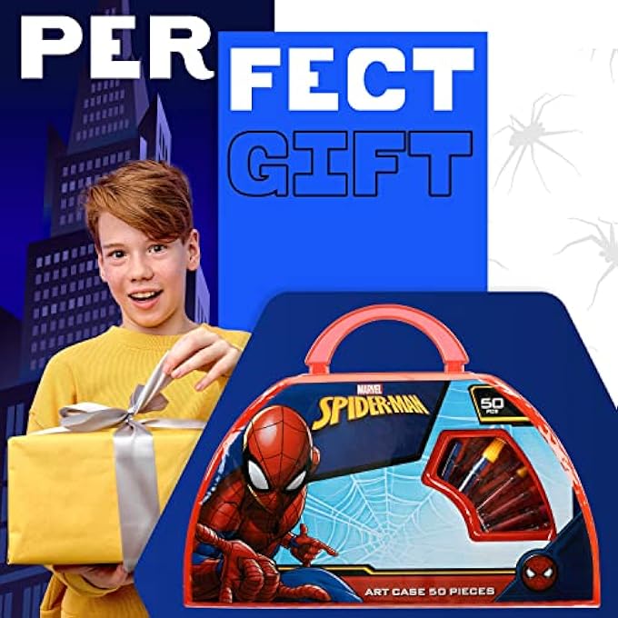 MARVEL KIDS ART SET FOR BOYS CRAFTS DRAWING AND PAINTING SETS FOR CHILDREN TRAVEL CASE 40 PLUS PIECES WATERCOLOUR PAINTS CRAYONS COLOURING PENCILS ART SUPPLIES SPIDERMAN GIFTS - Image 3