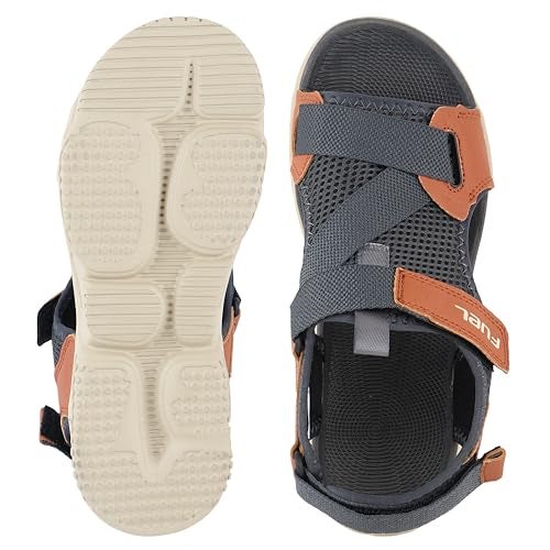 FUEL Gabbroo Comfortable & Lightweight Casual Sports Sandals for Mens with Anti-Skid & Flexible EVA Sole for Running, Walking (Grey-Tan,7UK) - Image 5
