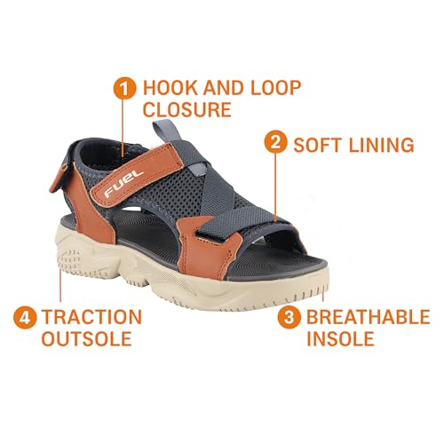 FUEL Gabbroo Comfortable & Lightweight Casual Sports Sandals for Mens with Anti-Skid & Flexible EVA Sole for Running, Walking (Grey-Tan,7UK) - Image 3