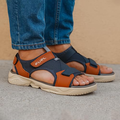 FUEL Gabbroo Comfortable & Lightweight Casual Sports Sandals for Mens with Anti-Skid & Flexible EVA Sole for Running, Walking (Grey-Tan,7UK) - Image 2