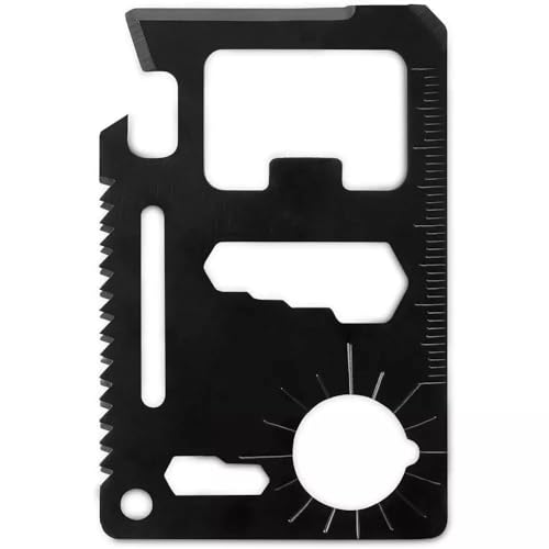 SpiderJuice 1Pc 11-in-1 Stainless Steel Mini manual all functional perfect shape Credit Card ATM Card Pocket Sized Survival Multi tool for Outdoor Camping Travel birthday gifts - Image 1