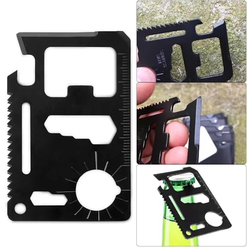 SpiderJuice 1Pc 11-in-1 Stainless Steel Mini manual all functional perfect shape Credit Card ATM Card Pocket Sized Survival Multi tool for Outdoor Camping Travel birthday gifts - Image 2