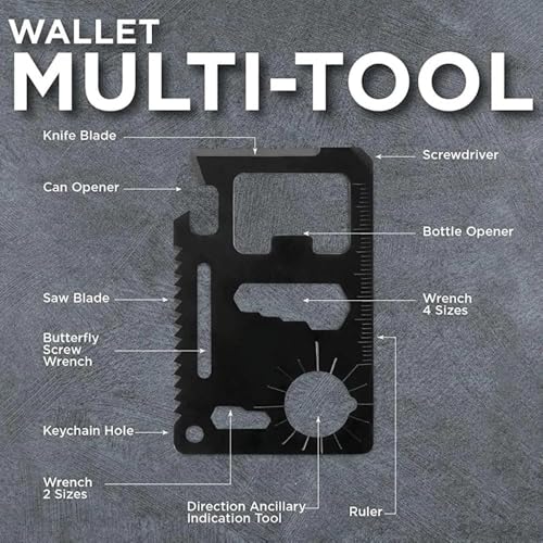 SpiderJuice 1Pc 11-in-1 Stainless Steel Mini manual all functional perfect shape Credit Card ATM Card Pocket Sized Survival Multi tool for Outdoor Camping Travel birthday gifts - Image 3