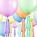 Gejoy 12 Set Jumbo Pastel Balloons 36 Inch Macaron Balloon with Tassels Giant Latex Balloon for Pastel Birthday Party Baby Shower Easter Decorations - Image 4