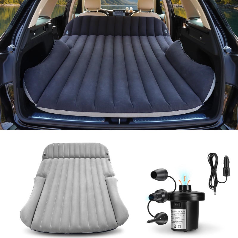 Ciremiv SUV Air Mattress with Double-Sided-Thick Flocked,Car Mattress with Pump & Pillow,Leakproof Durable Car Air Mattress,Car Bed for Auto Camping,Road Tripï¼ŒDouble-Sided Flockingï¼ˆBlack+Greyï¼‰ - Image 1