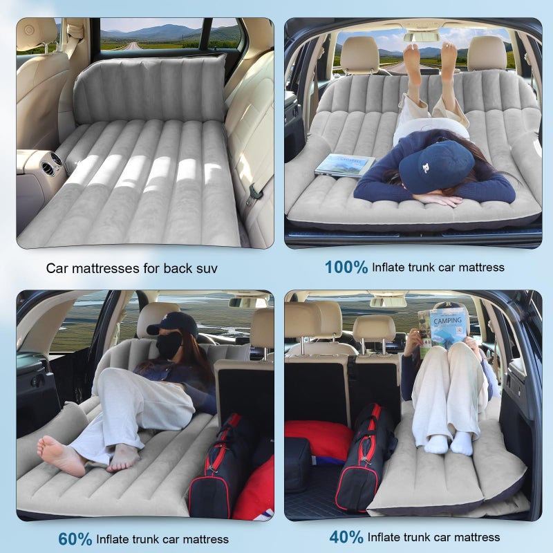 Ciremiv SUV Air Mattress with Double-Sided-Thick Flocked,Car Mattress with Pump & Pillow,Leakproof Durable Car Air Mattress,Car Bed for Auto Camping,Road Tripï¼ŒDouble-Sided Flockingï¼ˆBlack+Greyï¼‰ - Image 3