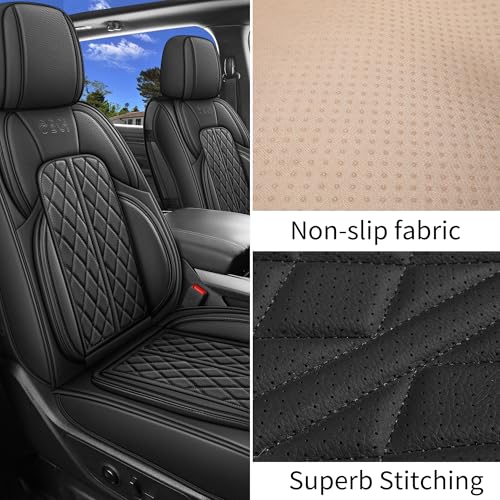 DuDuWang Seat Covers Custom Fit for Chevy Silverado GMC Sierra 1500 2007-2025 2500/3500 HD Crew Cab Pickup Truck Seat Cover Protector Cushion with Faux Leather Waterproof(Black, Front Seat) - Image 5
