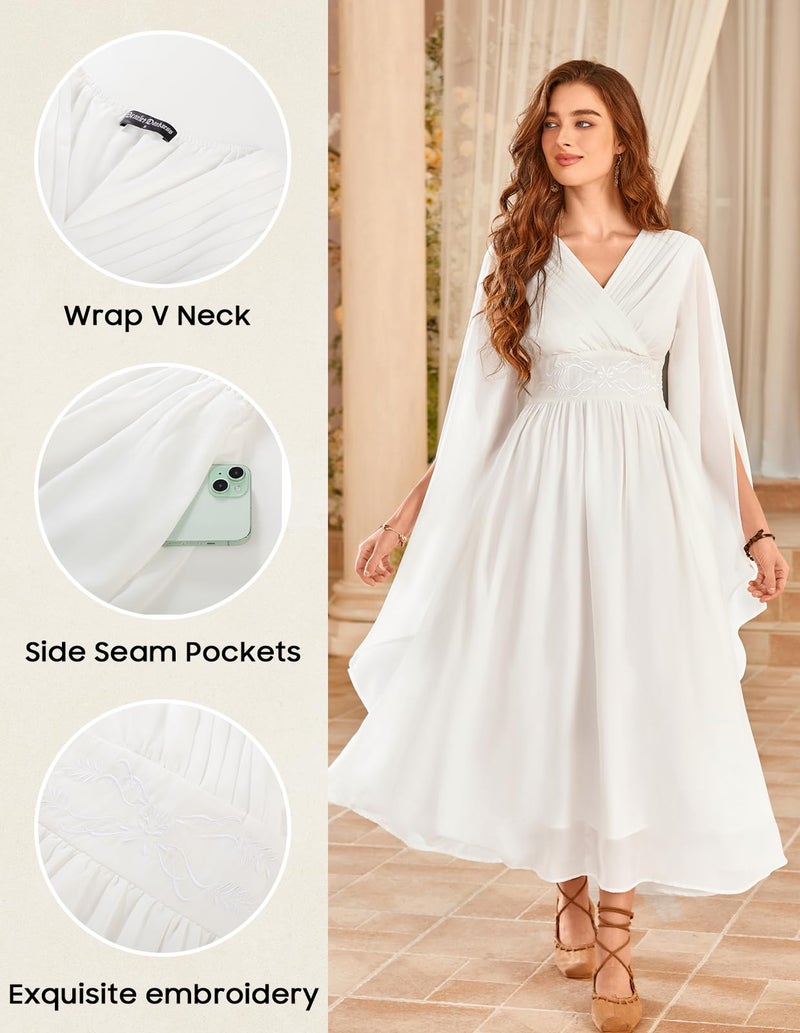 Scarlet Darkness Renaissance Costume Women Fairy Dress V Neck Split Bell Sleeve Long Dress with Pockets - Image 4