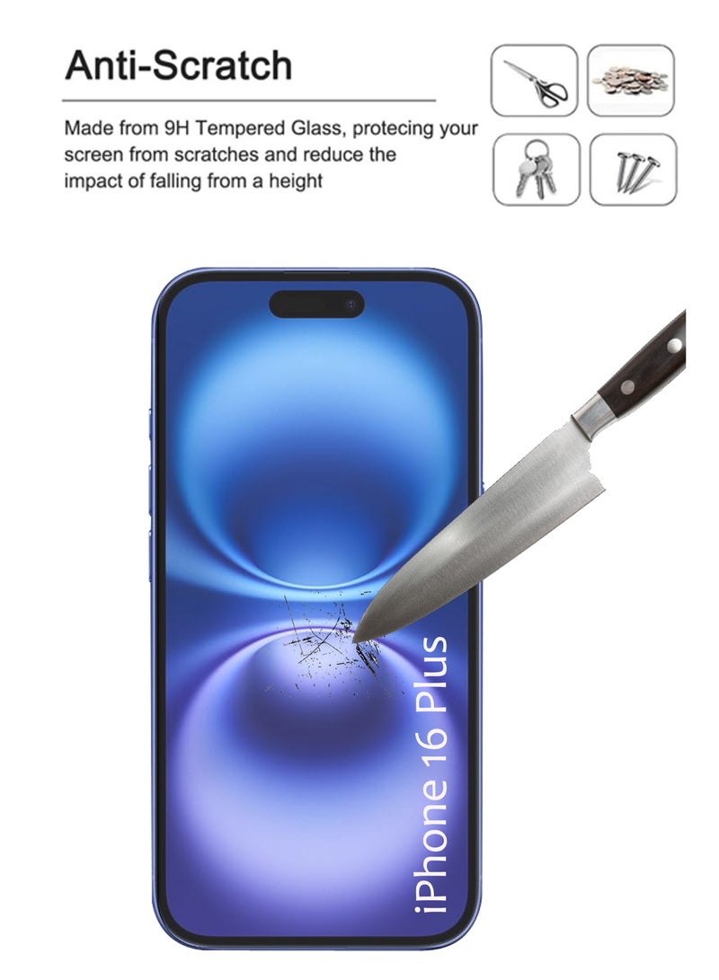 MUDISO iPhone 16 Plus - Tempered Glass Screen Protector - Delicate Touch , Higher Transparency , Easy to Install ,Anti-scratch and Bubble-free Screen Protector - Clear - Image 2