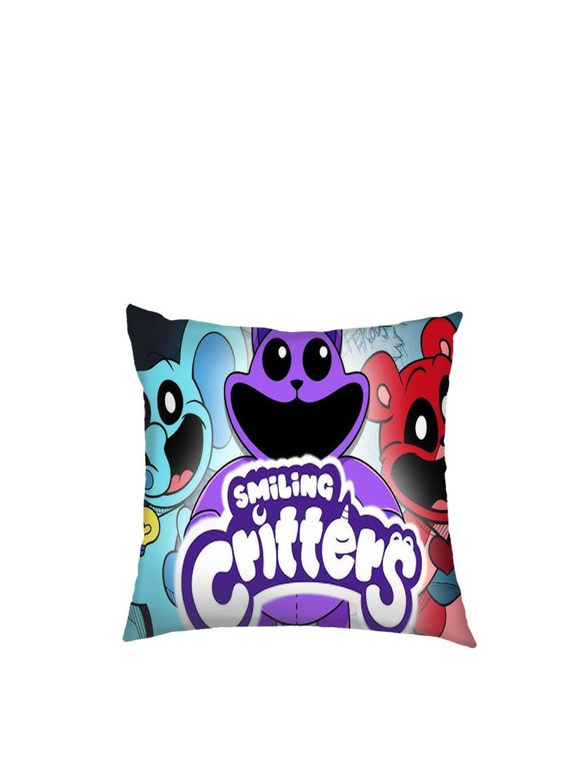 XiuWoo Smiling Critters Throw Pillow Covers,Case Cover Square Cushion Cover,Smiling Critters Cartoon peripheral,Animal Cushion Covers Pillow Case Cover for Sofa Car Bedroom Home Decor - Image 1