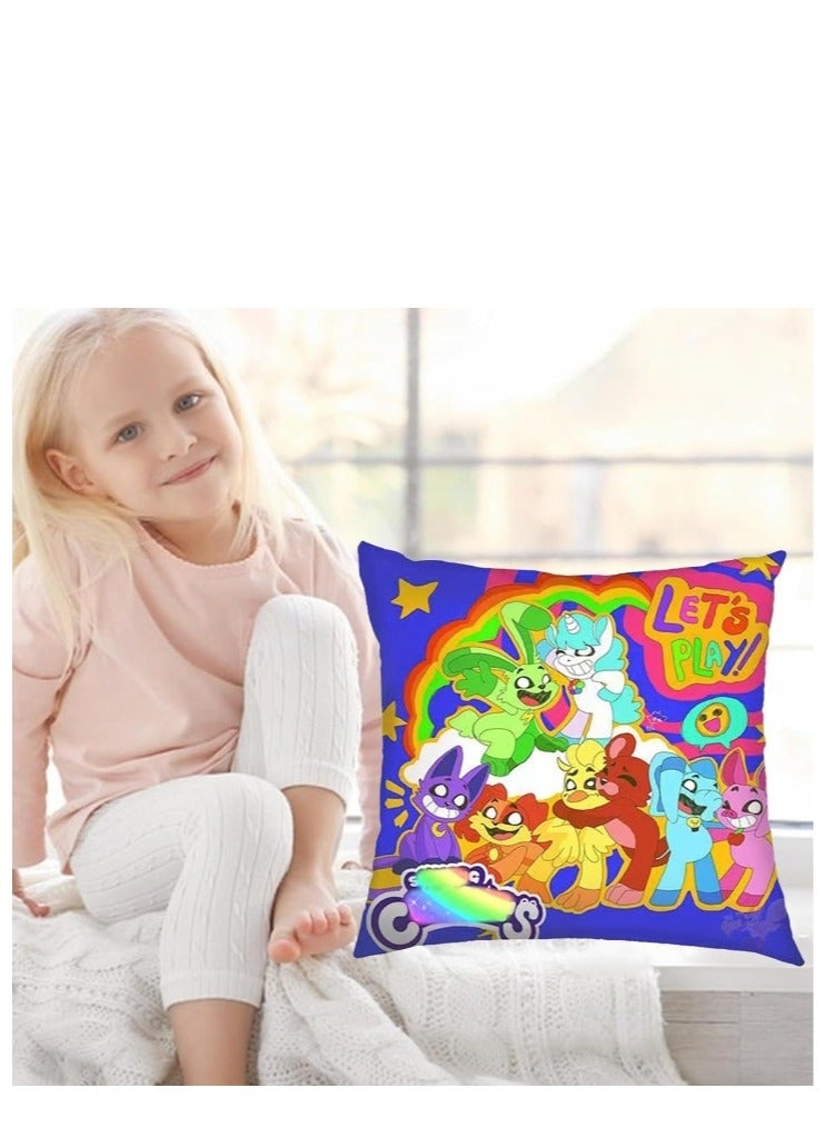 XiuWoo Smiling Critters Throw Pillow Covers,Case Cover Square Cushion Cover,Smiling Critters Cartoon peripheral,Animal Cushion Covers Pillow Case Cover for Sofa Car Bedroom Home Decor - Image 2