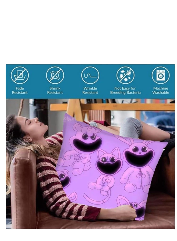 XiuWoo Smiling Critters Throw Pillow Covers,Case Cover Square Cushion Cover,Smiling Critters Cartoon peripheral,Animal Cushion Covers Pillow Case Cover for Sofa Car Bedroom Home Decor - Image 3