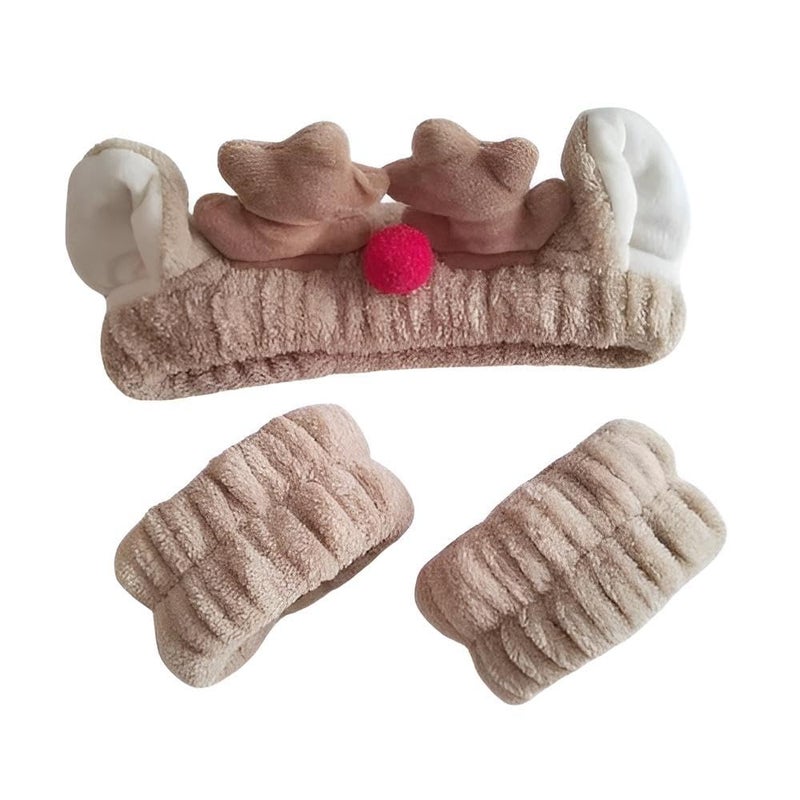Christmas Accessory - Adorable reindeer-themed velvet headwear with bouncing red pom-poms, comfortable fit for all ages, great for holiday gatherings and festive fun (Option 5)