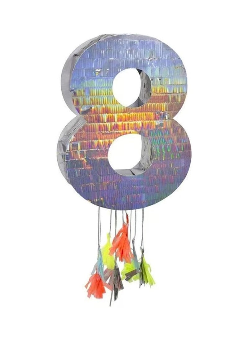 Party with Emma Foil Number Pinata for Kids Birthday Party Decorations Party Favors  Centerpieces Anniversaries Milestones (Number 8)  - Image 5