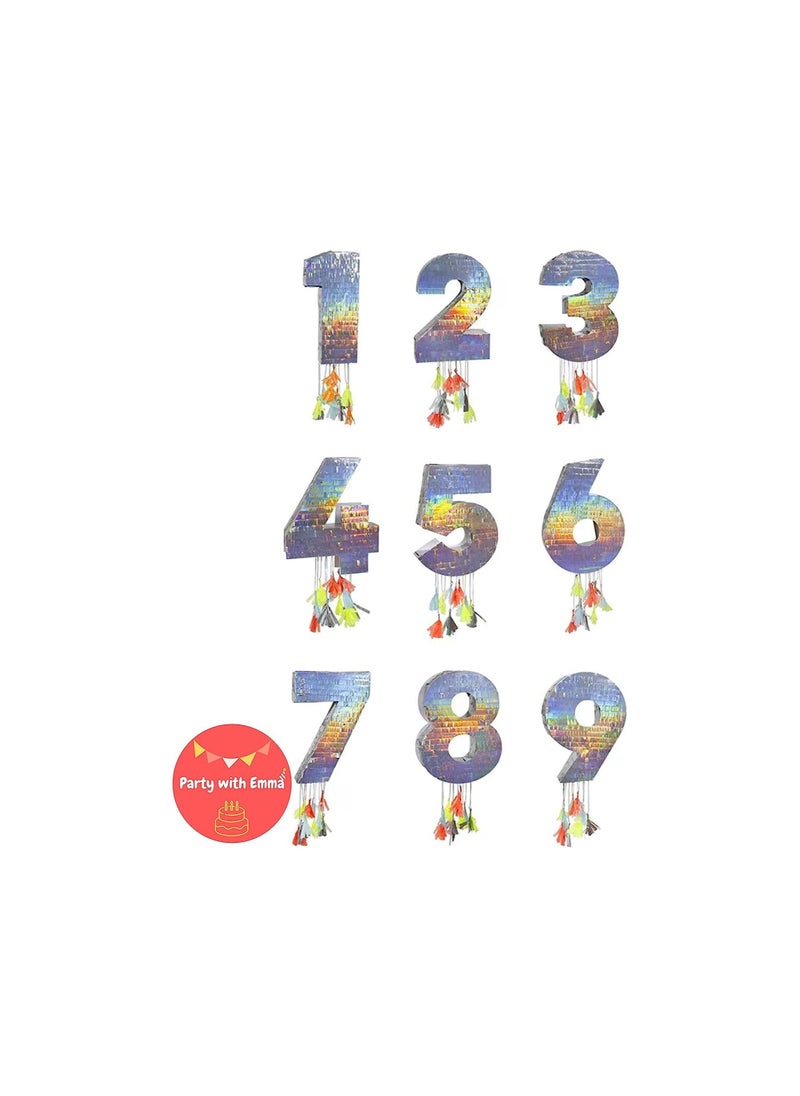 Party with Emma Foil Number Pinata for Kids Birthday Party Decorations Party Favors  Centerpieces Anniversaries Milestones (Number 8)  - Image 3