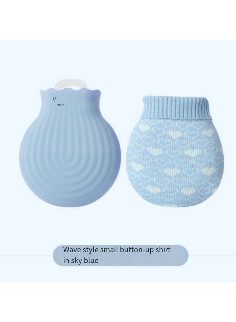 general Mini Hand Warmer, Explosion Proof Shell Hot Water Bag Microwavable Silicone Hot Water Bottle with Knitted Cover for Pain Relief Hot Cold Therapy Hand Feet Warmer, Menstrual Cramps, Hot Compress - Image 1