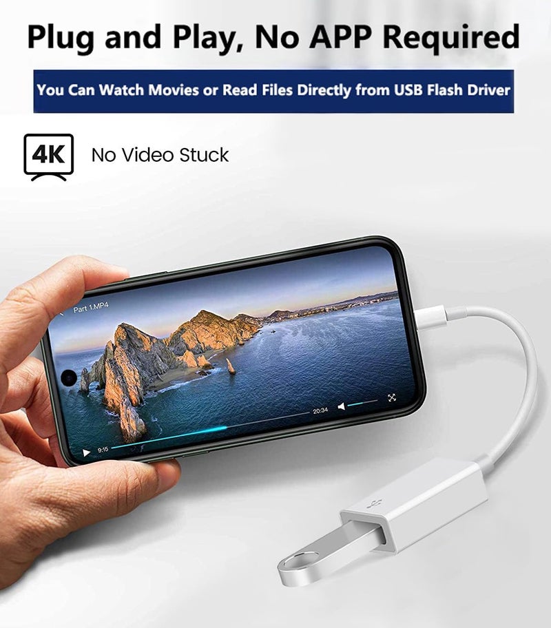 Wahbite Apple USB-C to USB Camera Adapter, USB 3.0 OTG Cable for iPhone/iPad to Connect Card Reader, USB Flash Drive, U Disk, Keyboard, Mouse, Hubs, MIDI, Plug & Play (USB-C) - Image 2