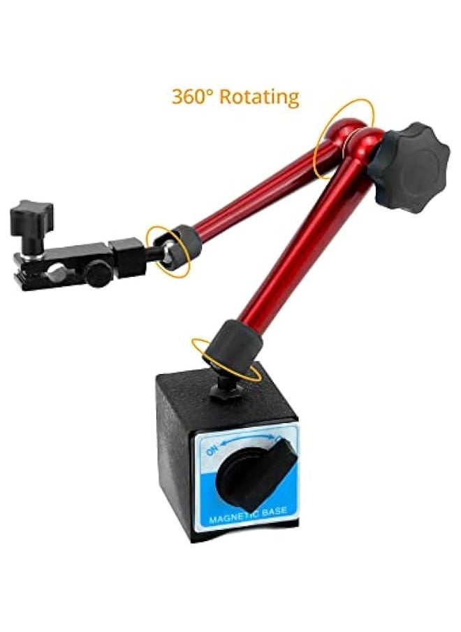 Arabest Magnetic Base Indicator Holder,132lbs/60kg Max Pull, 14 Adjustable Metal Test Indicator Holder for Digital Dial Indicator, with 3-Joint Flexible, Black  - Image 2