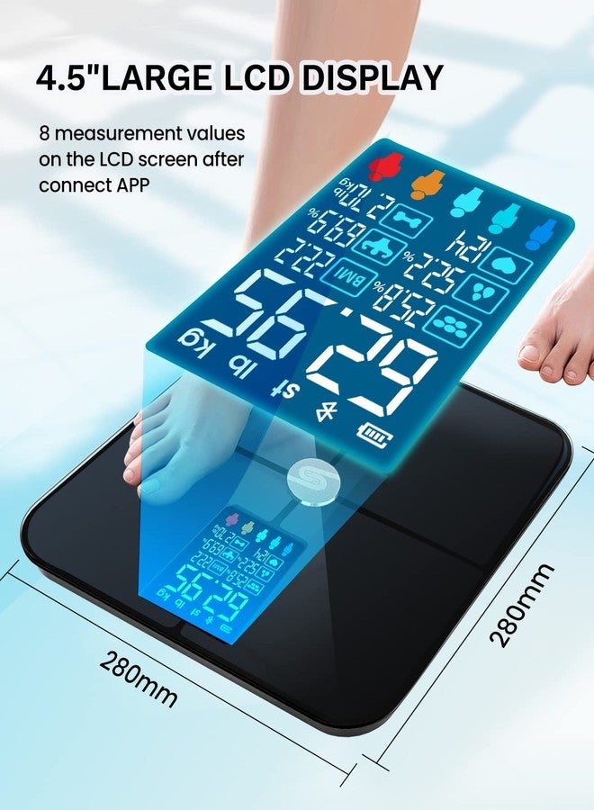 HEYAXA Smart Scale for Body Weight, Digiatl Weight Scale with Large LCD Display, 17 Body Composition Analyzer Sync to APP, Bathroom Body Fat Scale for BMI, BMR, Heart Rate, 400lb,Black. - Image 3