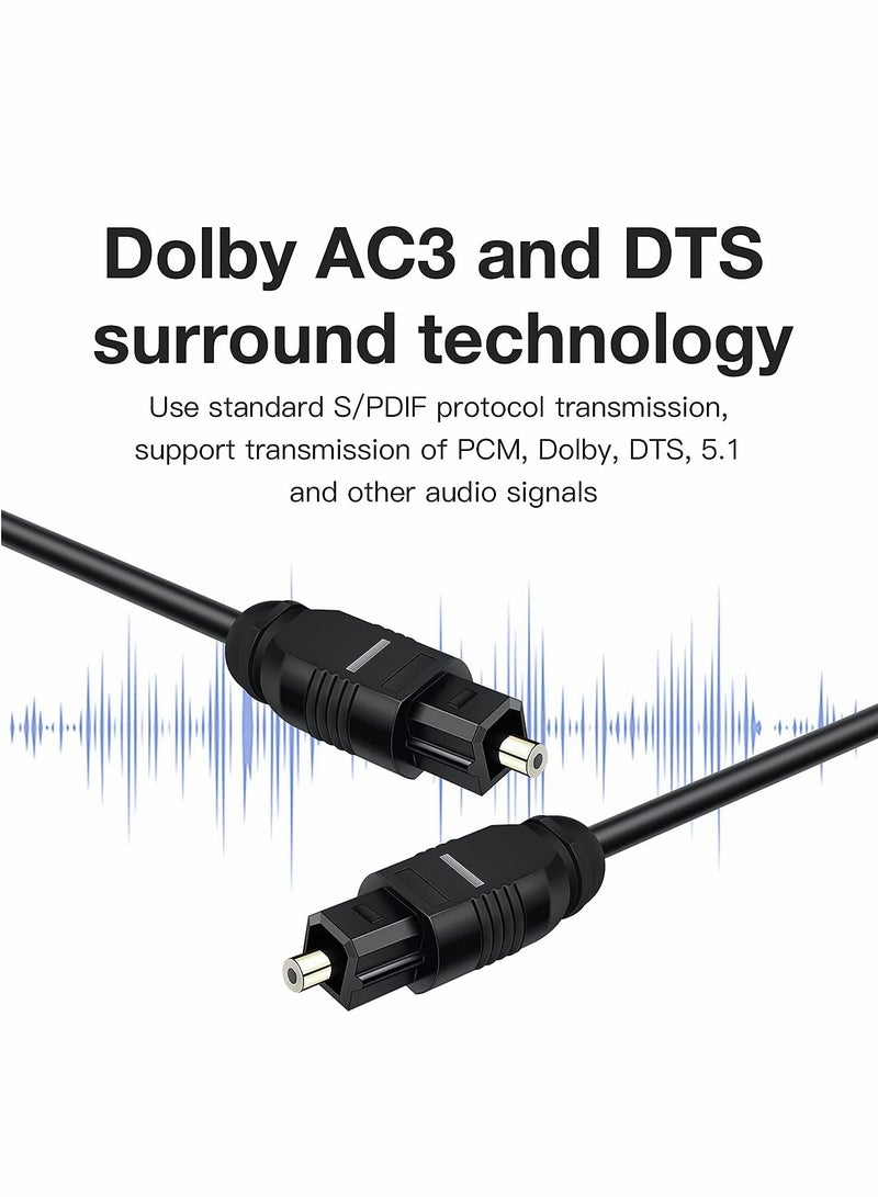 Digital Optical Audio Cable 6ft 1.8M, 24K Gold-Plated, Ultra-Durable Slim Optical Cable Digital Audio Cable for Home Theater, Sound Bar, TV, PS4, Xbox, VD/CD Player, Game Console& More, Black