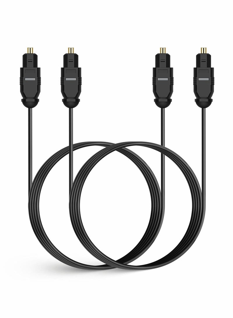 Digital Optical Audio Cable 6ft 1.8M, 24K Gold-Plated, Ultra-Durable Slim Optical Cable Digital Audio Cable for Home Theater, Sound Bar, TV, PS4, Xbox, VD/CD Player, Game Console& More, Black
