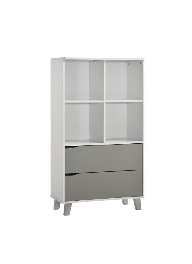 DANUBE HOME - Genius 2 Drawer With Open Shelf Book Case Computer Table Art And Crafts Desk Workstation Laptop Kids Table Modern Study Table For Home L70.2Xw35Xh125.3Cm -White+Grey - Image 1