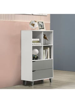 DANUBE HOME Genius 2 Drawer With Open Shelf Book Case Computer Table Art And Crafts Desk Workstation Laptop Kids Table Modern Study Table For Home L70.2Xw35Xh125.3Cm -White+Grey  - Image 3