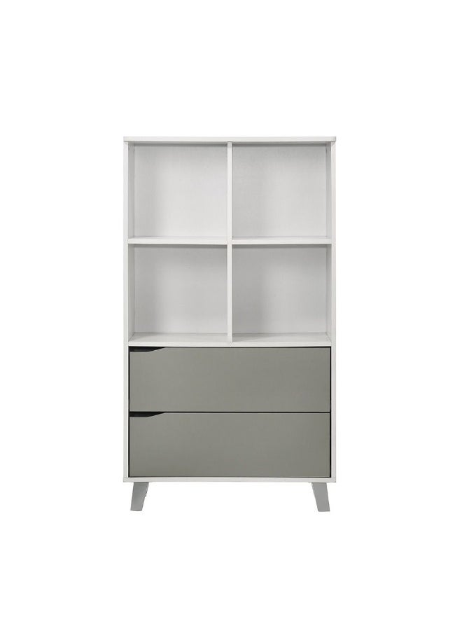 DANUBE HOME - Genius 2 Drawer With Open Shelf Book Case Computer Table Art And Crafts Desk Workstation Laptop Kids Table Modern Study Table For Home L70.2Xw35Xh125.3Cm -White+Grey - Image 1