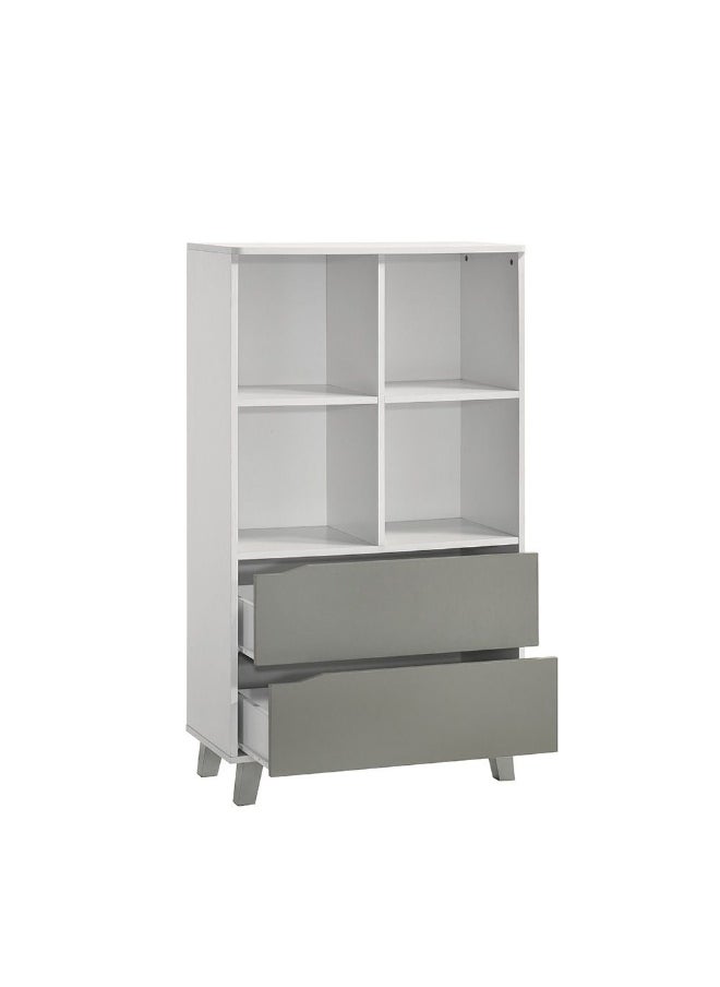 DANUBE HOME - Genius 2 Drawer With Open Shelf Book Case Computer Table Art And Crafts Desk Workstation Laptop Kids Table Modern Study Table For Home L70.2Xw35Xh125.3Cm -White+Grey - Image 1