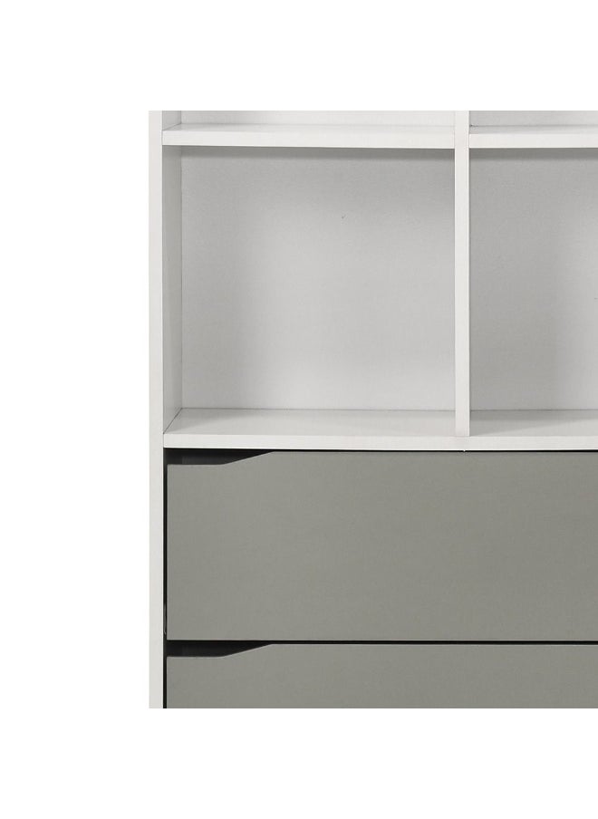 DANUBE HOME - Genius 2 Drawer With Open Shelf Book Case Computer Table Art And Crafts Desk Workstation Laptop Kids Table Modern Study Table For Home L70.2Xw35Xh125.3Cm -White+Grey - Image 1