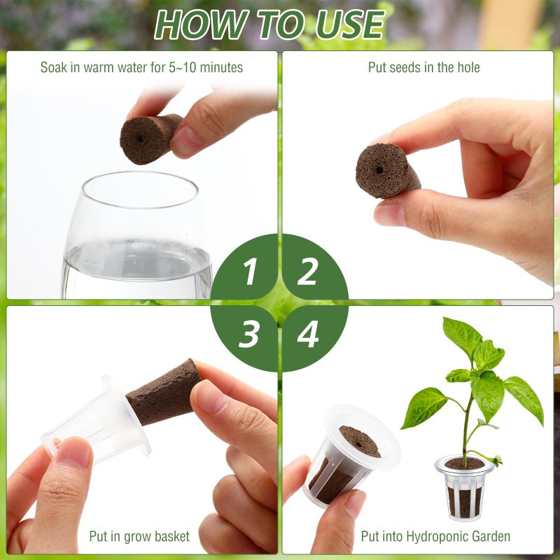 Ziliny Ziliny 200 Pcs Grow Sponges Pods Kit, Includes 100 Grow Sponges, 100 Root Plant Basket, Root Growing Kit Replacement Pod Cups Hydroponic Pods Garden Accessories for Indoor Herb Growing System  - Image 4