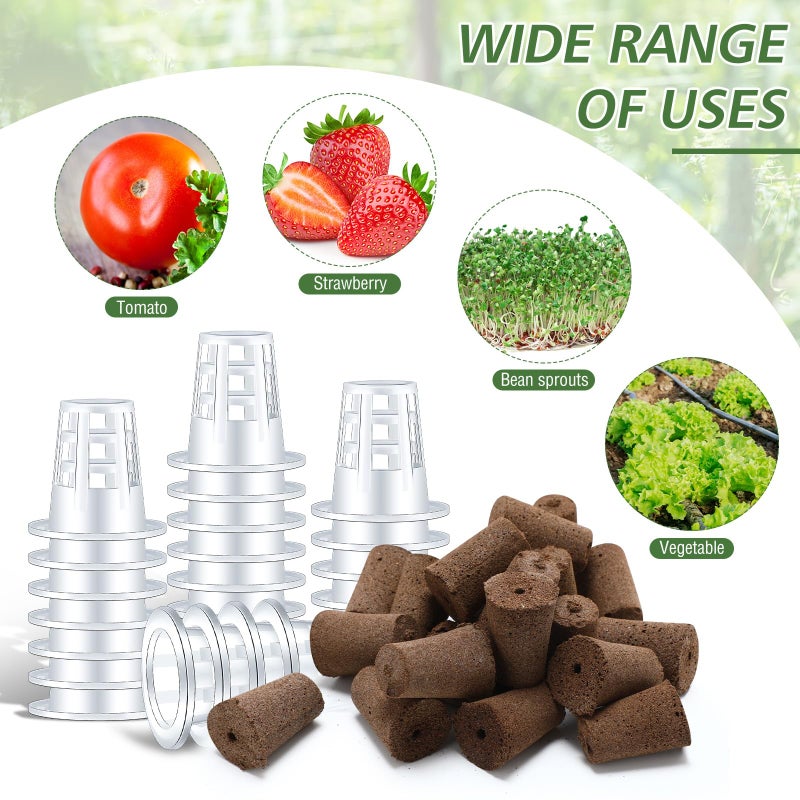 Ziliny Ziliny 200 Pcs Grow Sponges Pods Kit, Includes 100 Grow Sponges, 100 Root Plant Basket, Root Growing Kit Replacement Pod Cups Hydroponic Pods Garden Accessories for Indoor Herb Growing System  - Image 3