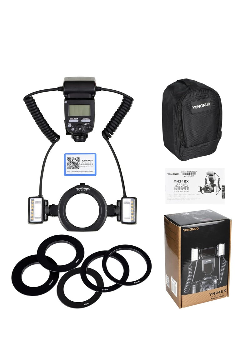 YONGNUO YONGNUO YN24EX YN-24EX 24EX, TTL Macro Ring Flash LED Macro Flash Speedlite, with 2pcs Flash Head and 4pcs Adapter Rings for Canon - Image 3