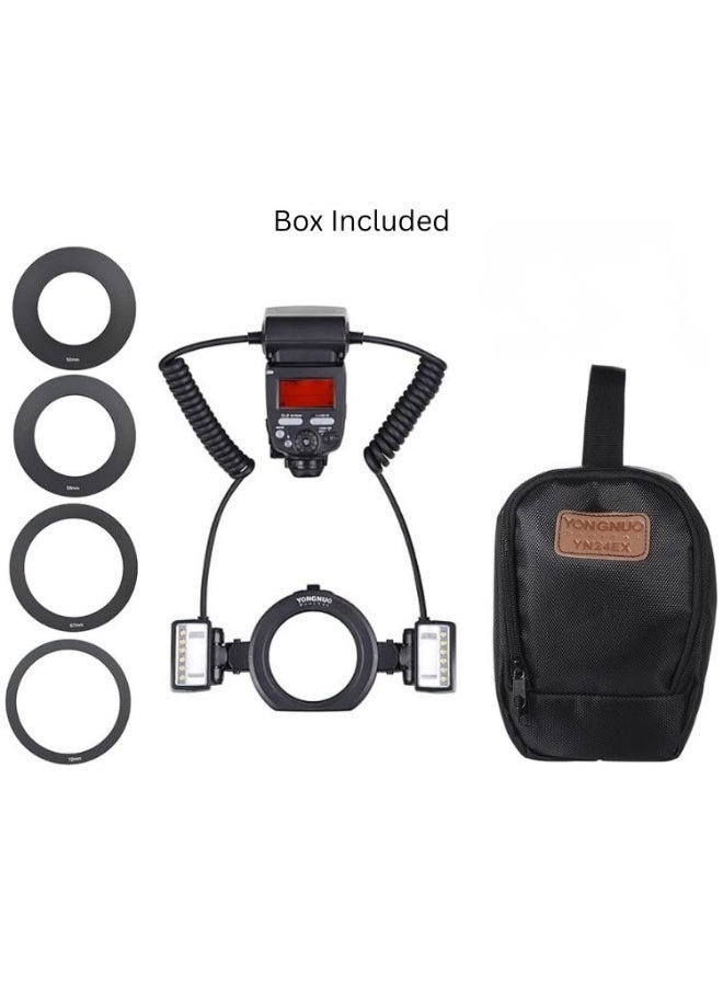 YONGNUO YN24EX YN-24EX 24EX, TTL Macro Ring Flash LED Macro Flash Speedlite, with 2pcs Flash Head and 4pcs Adapter Rings for Canon - Image 2