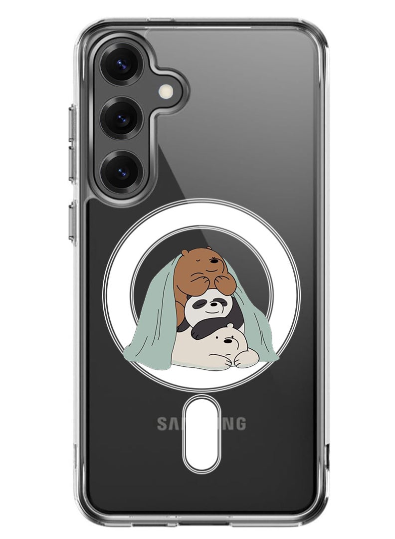 Theodor Magnetic Case for Samsung Galaxy S25 Plus 6.7-inch Compatible with MagSafe Wireless Charging, Shockproof Phone Bumper Cover 3 Panda sitting - Image 1