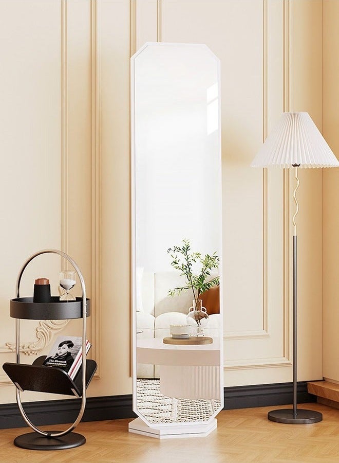 NKX Antique-Style Rotating Full-Length Mirror with Integrated Coat & Storage Rack – Unique Shaped Floor Mirror for Bedroom & Living Room 40 width 160 Length White Color - Image 3