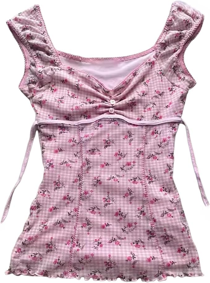 RICHTRUE Grunge Emo Goth Shirts Y2k Lace Bow Coquette Babydoll Top Women Vintage Graphic Tee 2000s Summer Crop Top (Black White Polka Dot,Medium) - Image 4