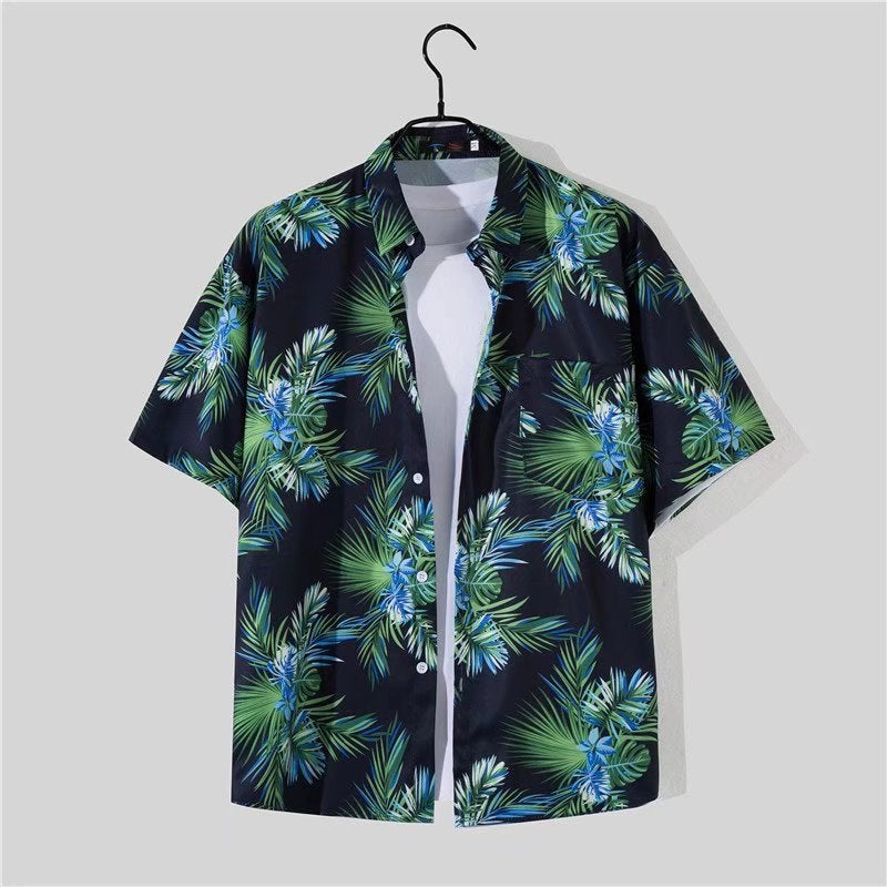 Mens Casual Hawaiian Shirt  Shorts Set White (shorts)  - Image 4